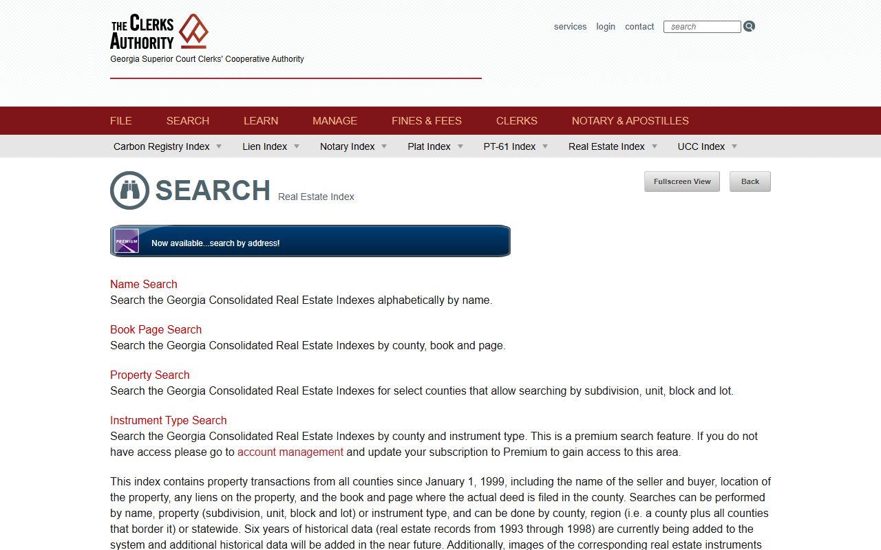 GSCCCA Real Estate Index for Calhoun County Clerk records