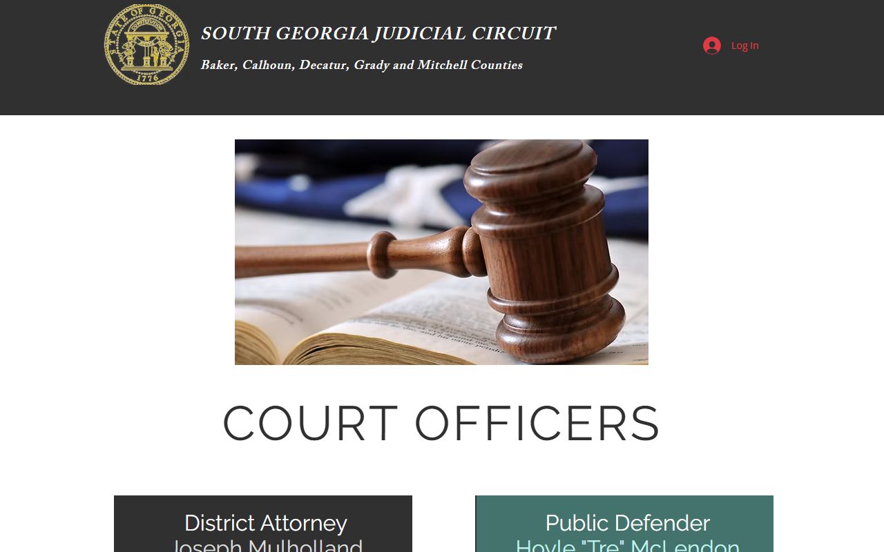 Calhoun County court dockets South Georgia Judicial Circuit court officers