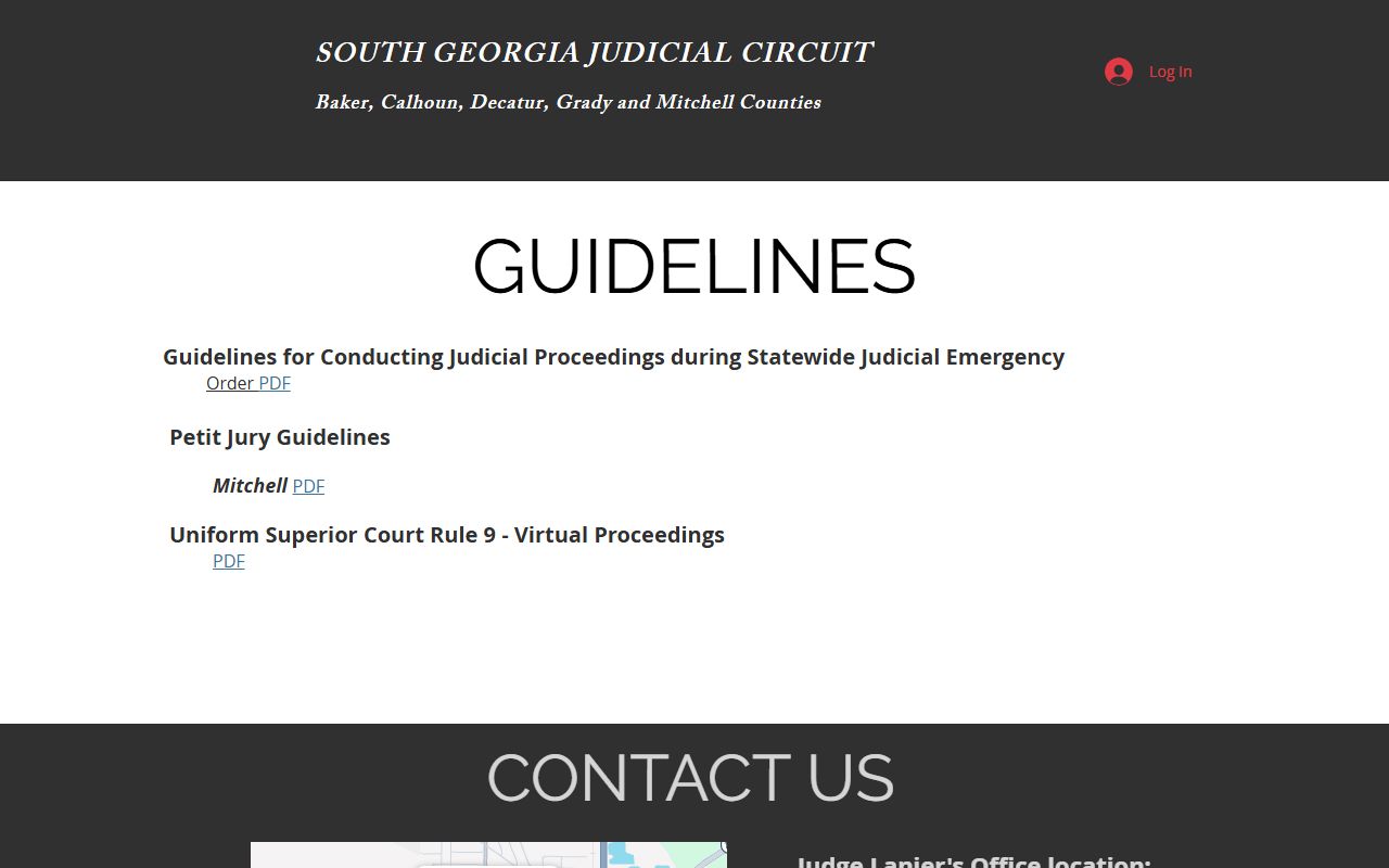Calhoun County court dockets South Georgia Judicial Circuit guidelines