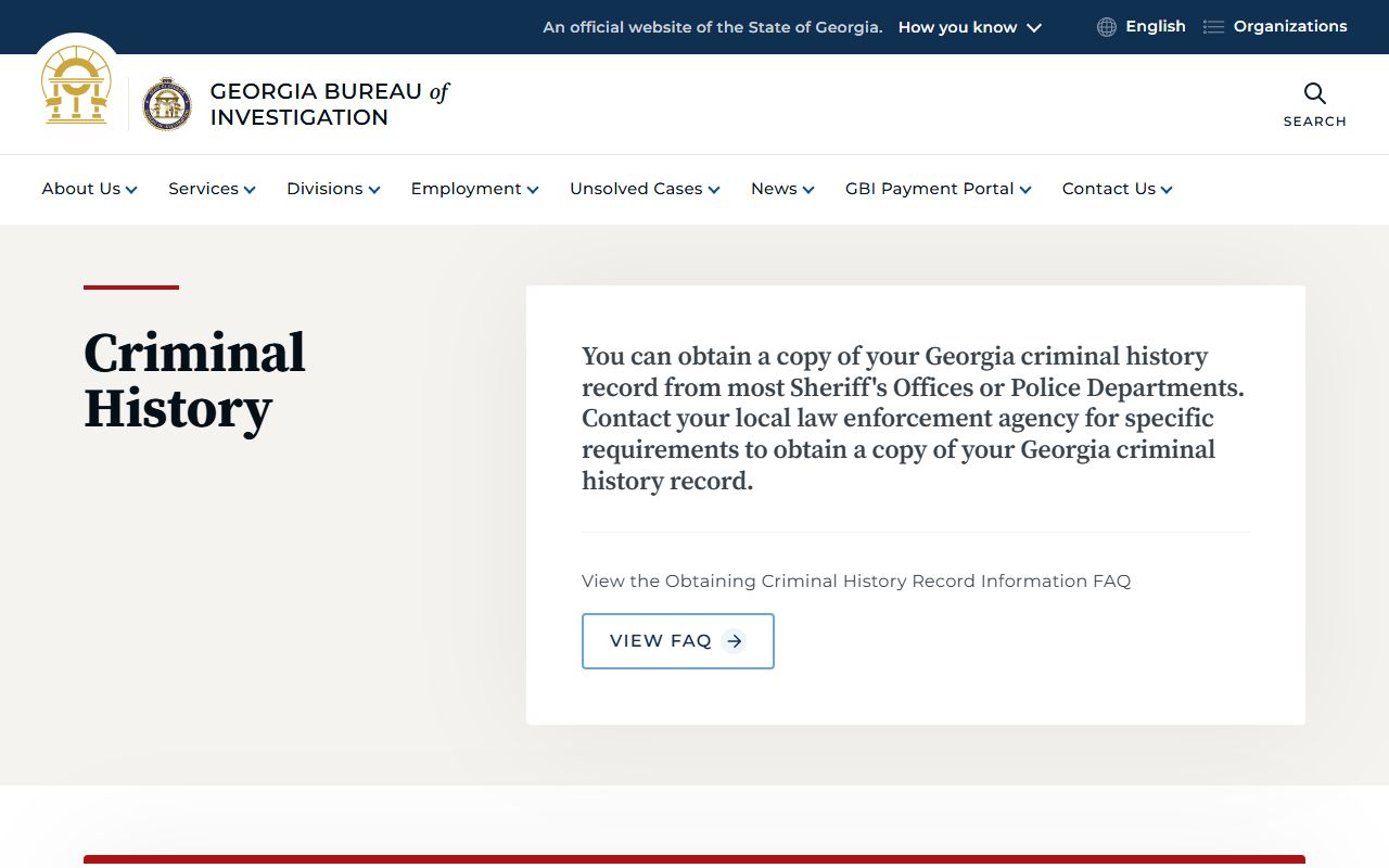 Calhoun County criminal court records GBI criminal history information
