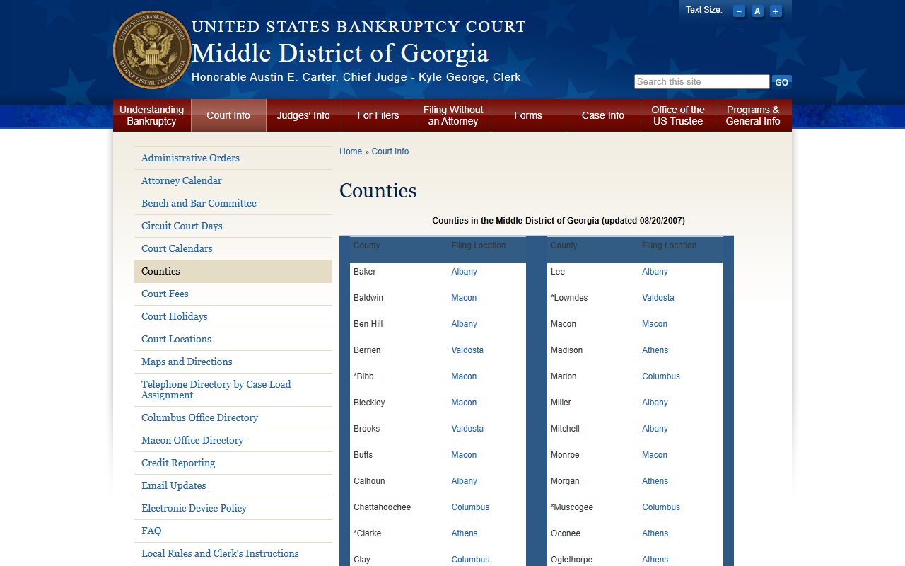 Federal Albany office distinction from Calhoun County Superior Court