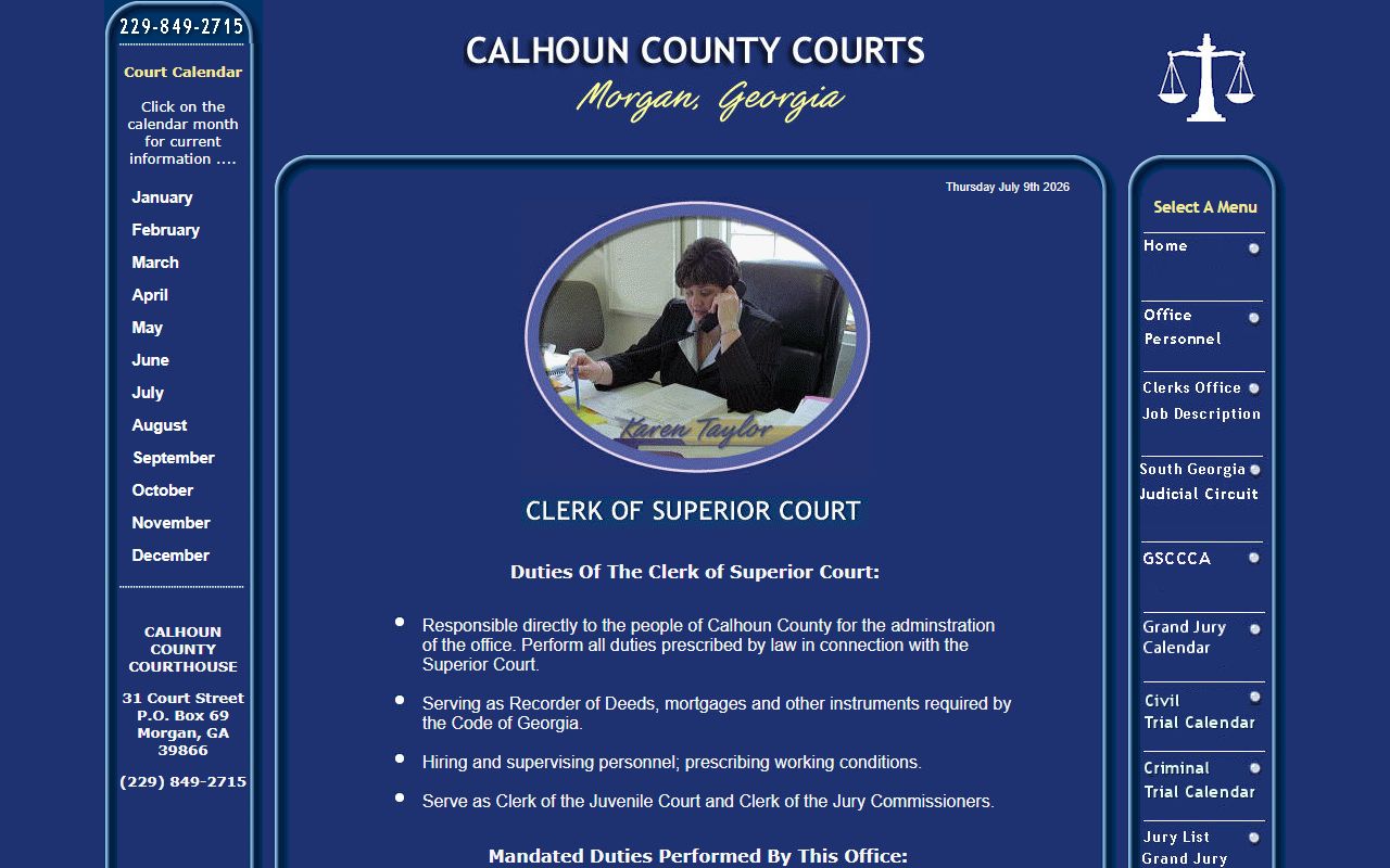 Calhoun County Court records clerk homepage