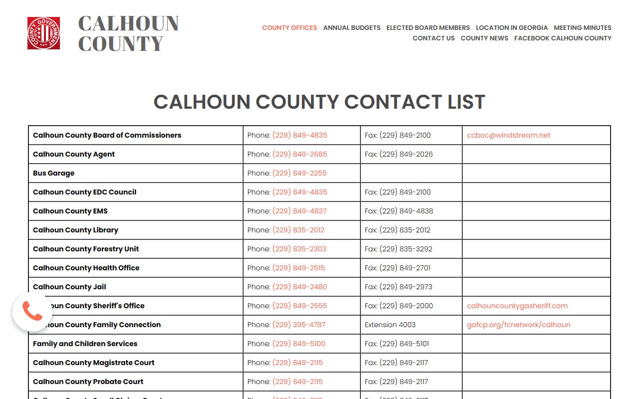 Calhoun County Court records county office list