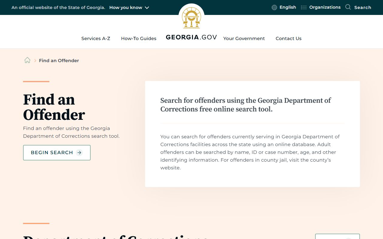 Calhoun County inmate records Georgia Find an Offender guidance